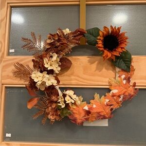 Autumn Floral Wreath with Sunflower